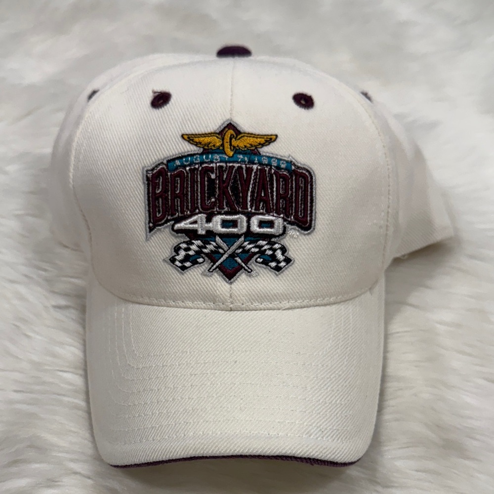 Brickyard 400 Cream Baseball Cap Vintage 1999 Logo Wool Blend One Size